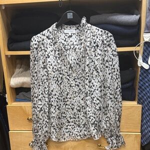 INTERMIX Black and White  and peach Abstract Blouse